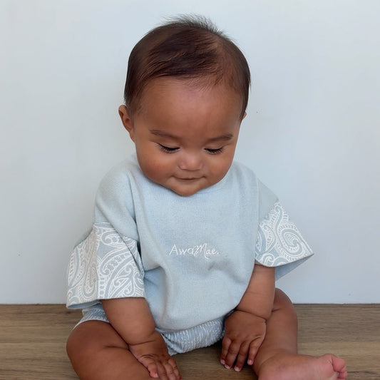 Basics knitted oversized tee - The wolf - Sky