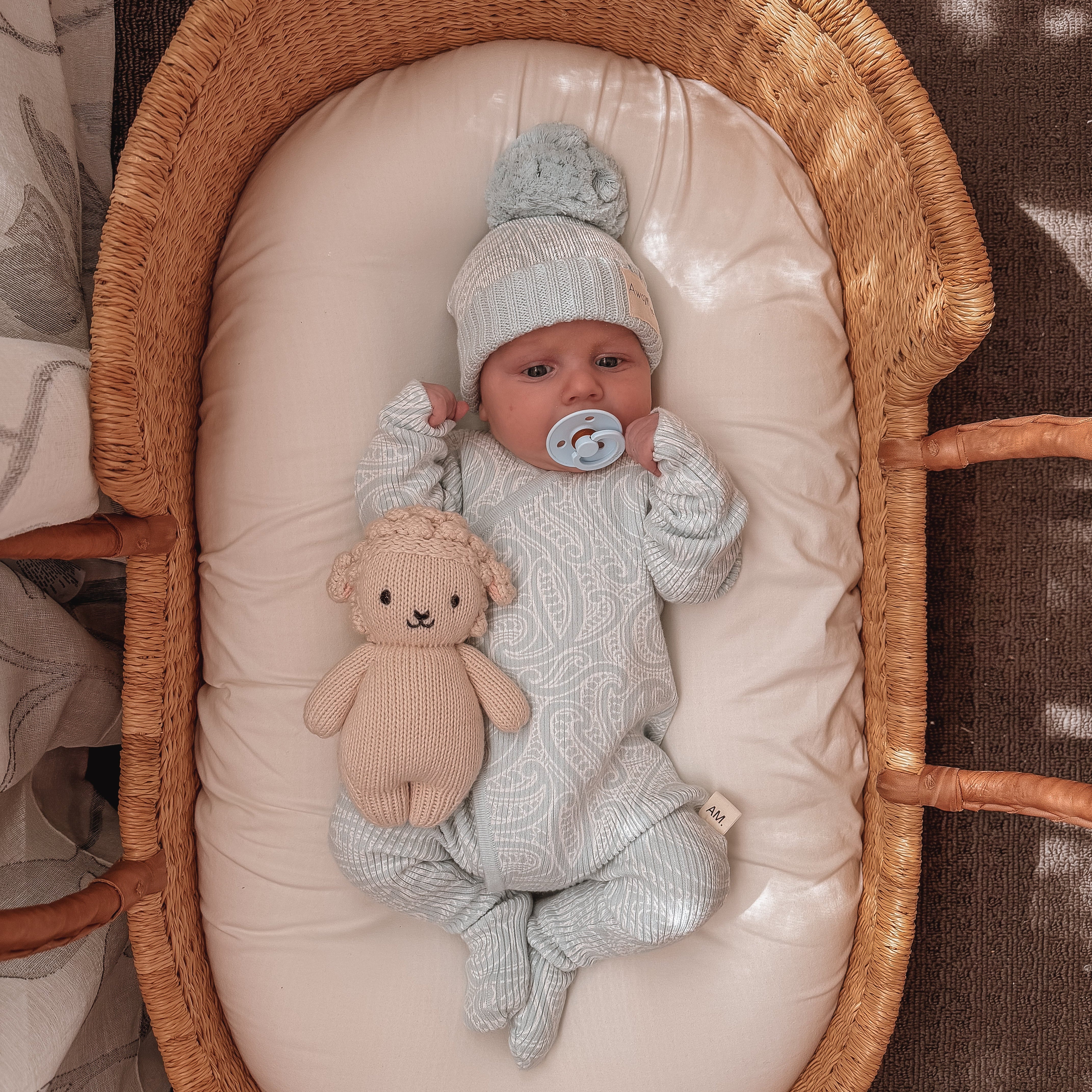 Basics ribbed knit Onesie- The wolf- Sky