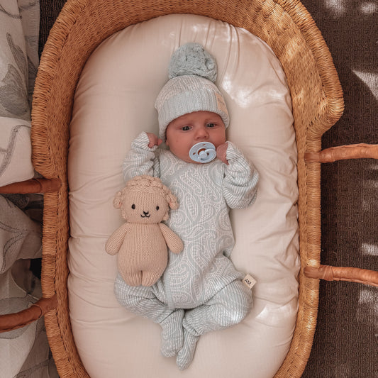 Basics ribbed knit Onesie- The wolf- Sky