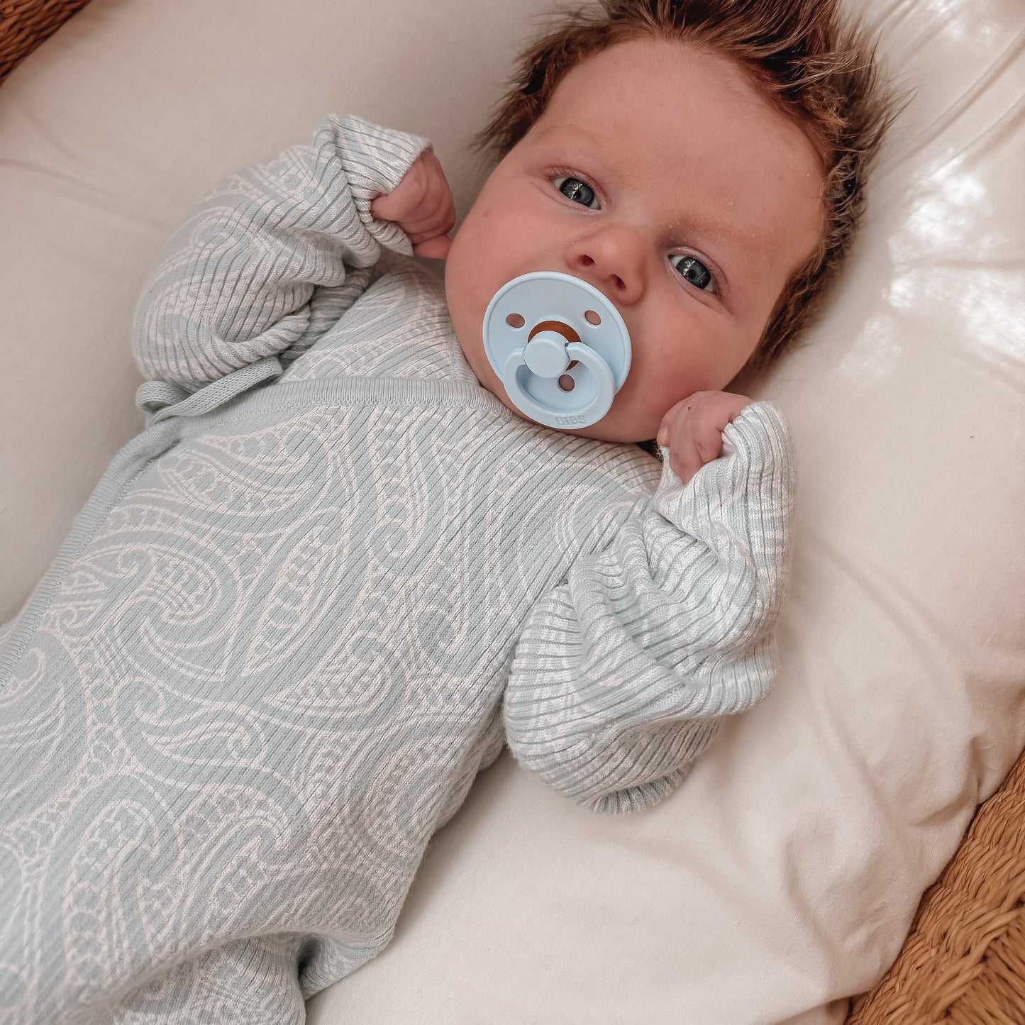 Basics ribbed knit Onesie- The wolf- Sky