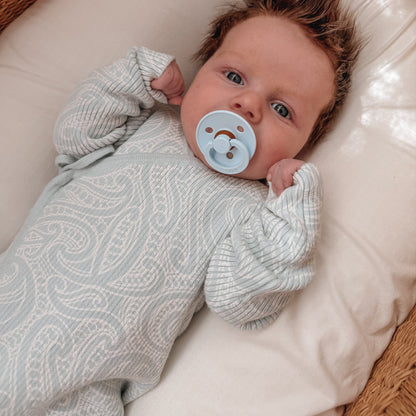 Basics ribbed knit Onesie- The wolf- Sky