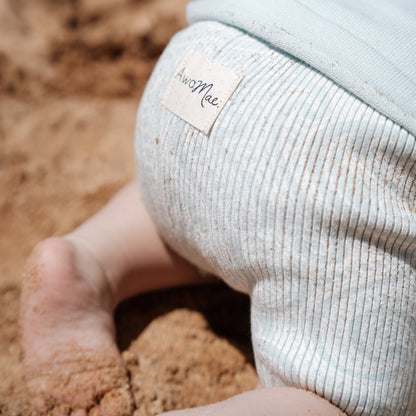 Basics ribbed knit Bike Shorts- The wolf- Sky