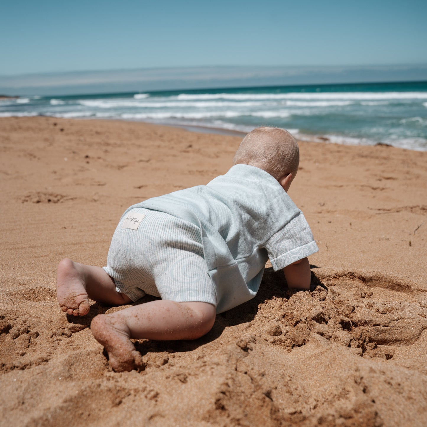 Basics ribbed knit Bike Shorts- The wolf- Sky