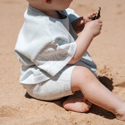 Basics knitted oversized tee - The wolf - Sky