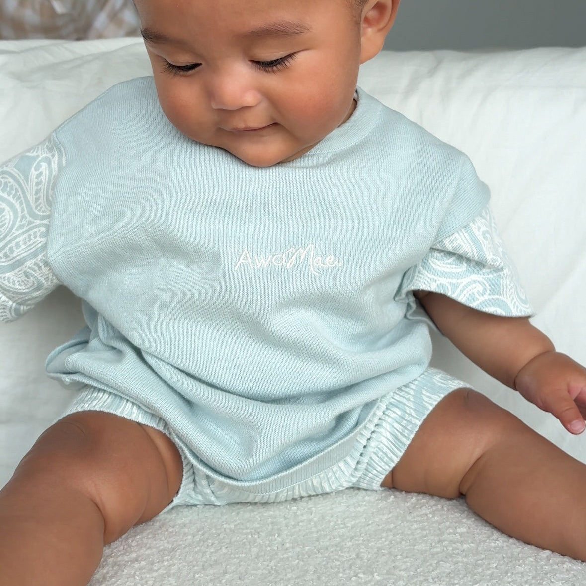 Basics knitted oversized tee - The wolf - Sky