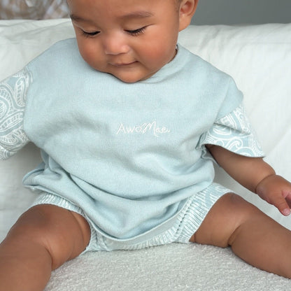 Basics knitted oversized tee - The wolf - Sky