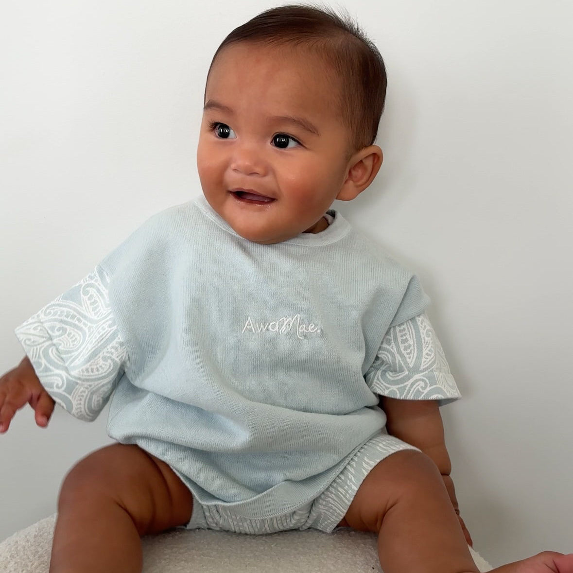 Basics knitted oversized tee - The wolf - Sky