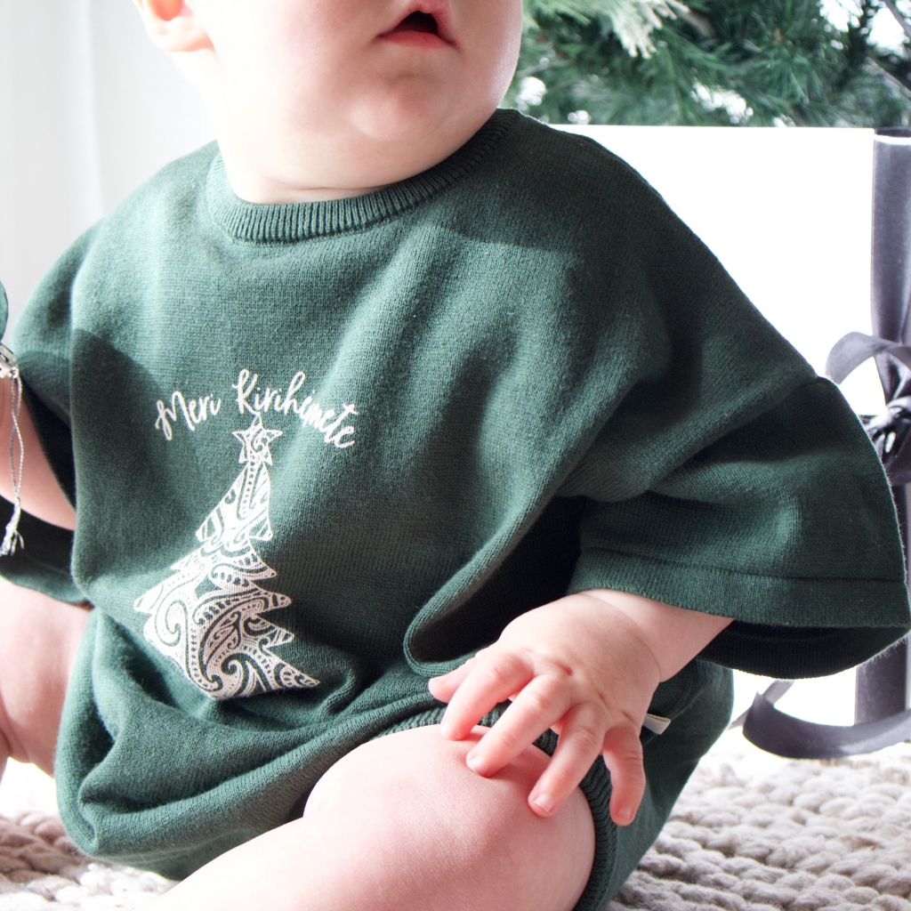 PREORDER - Meri Kirihimete Tee Romper - The Wolf - Green - PREORDER