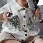 PREORDER - Christmas - knitted button up shirt - The wolf - Green - PREORDER