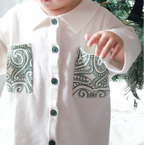 PREORDER - Christmas - knitted button up shirt - The wolf - Green - PREORDER