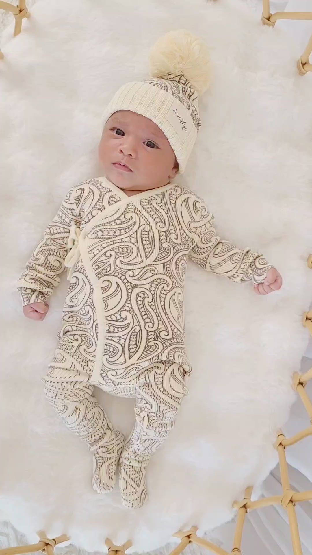 Basics ribbed knit Onesie- The wolf- Sable