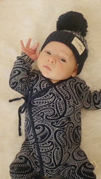 Basics ribbed knit Onesie- The wolf-  Midnight
