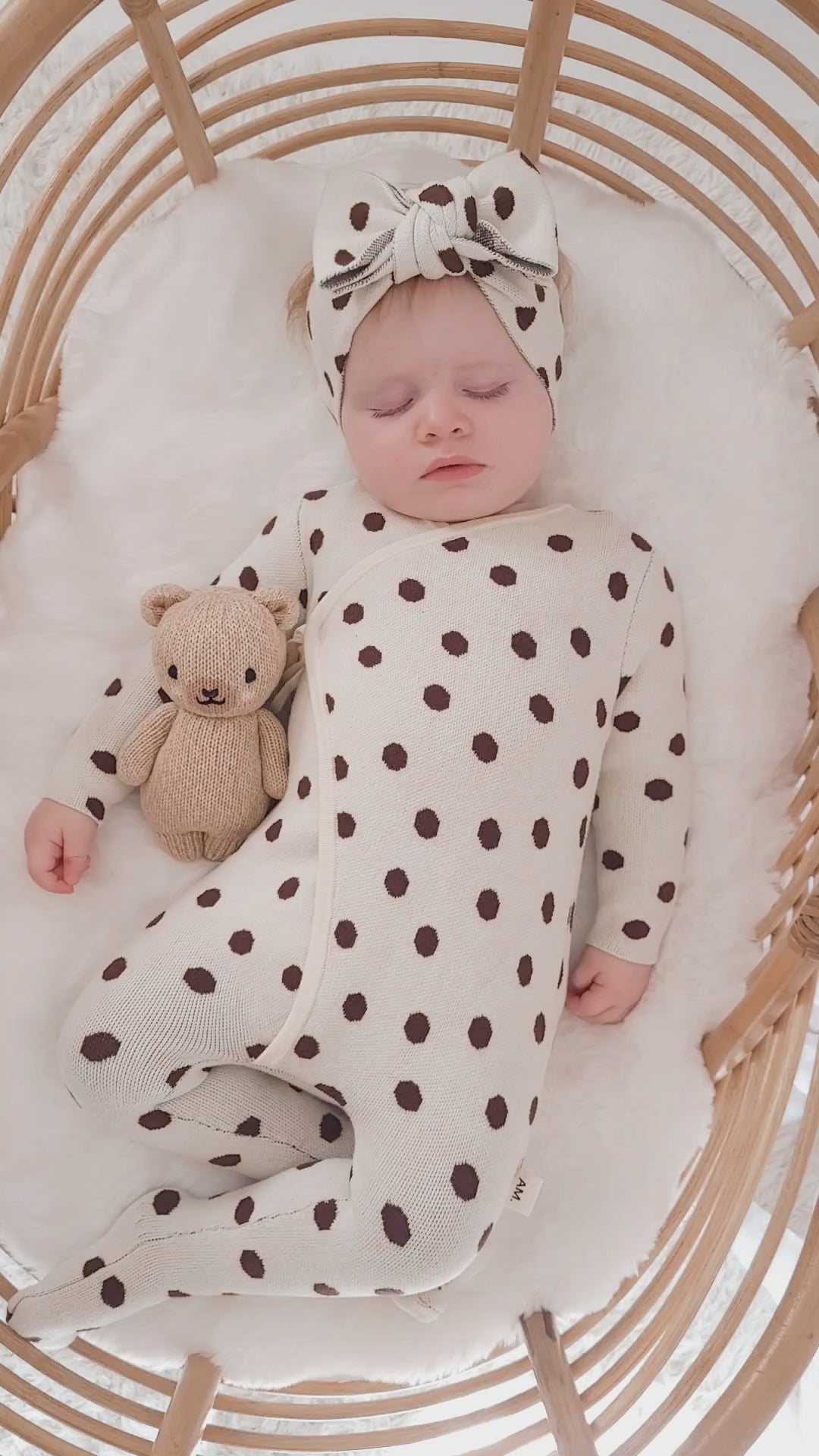 Knit headband - polka dots- Chocolate brown