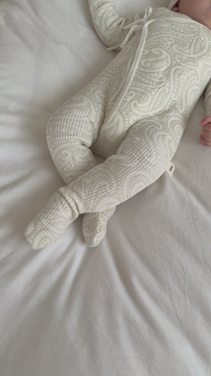 Basics ribbed knit Onesie- The wolf- oat milk