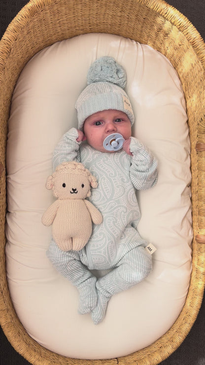 Basics ribbed knit Onesie- The wolf- Sky