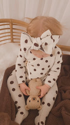 Knit headband - polka dots- Chocolate brown