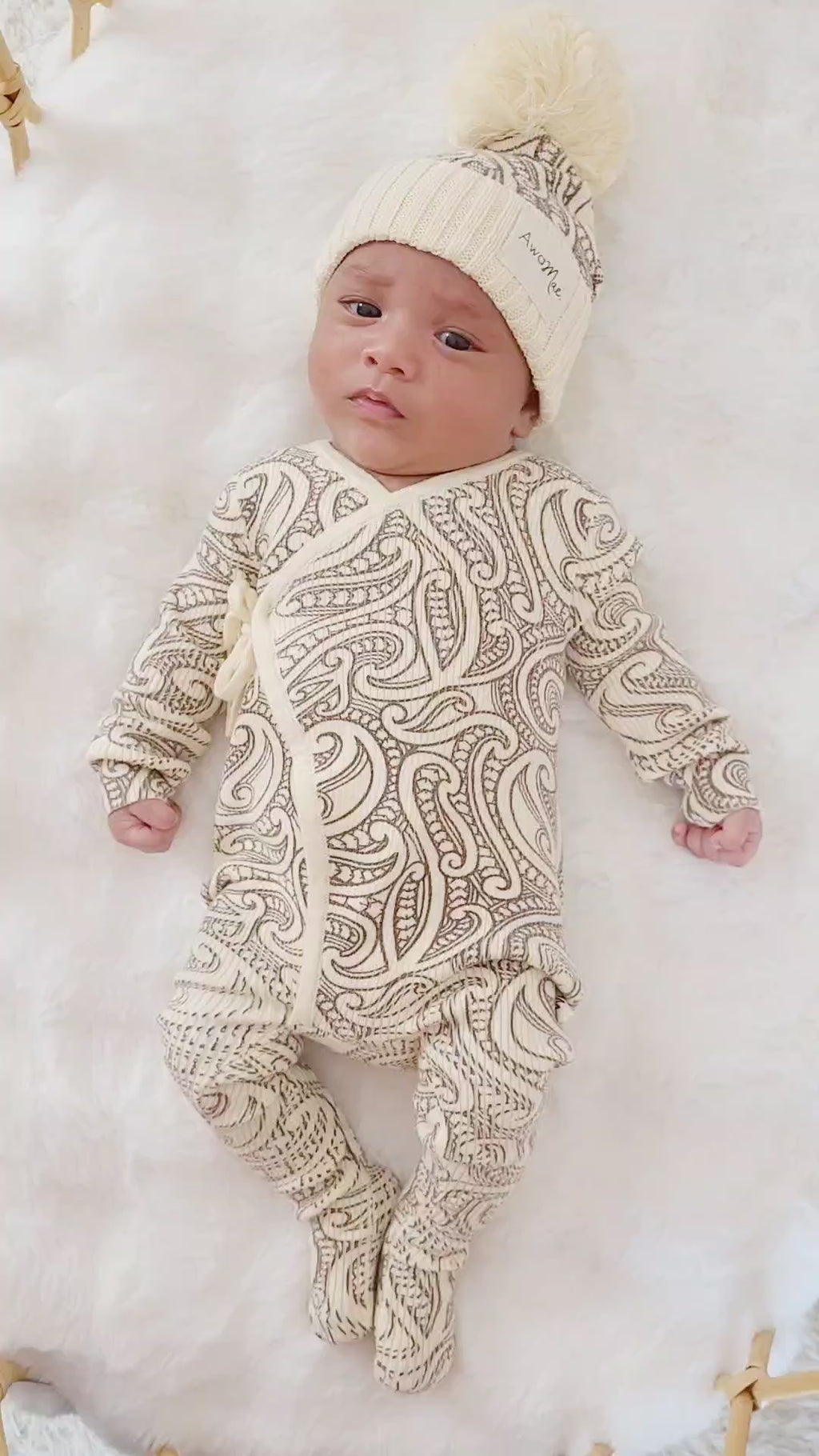 Basics ribbed knit Onesie- The wolf- Sable
